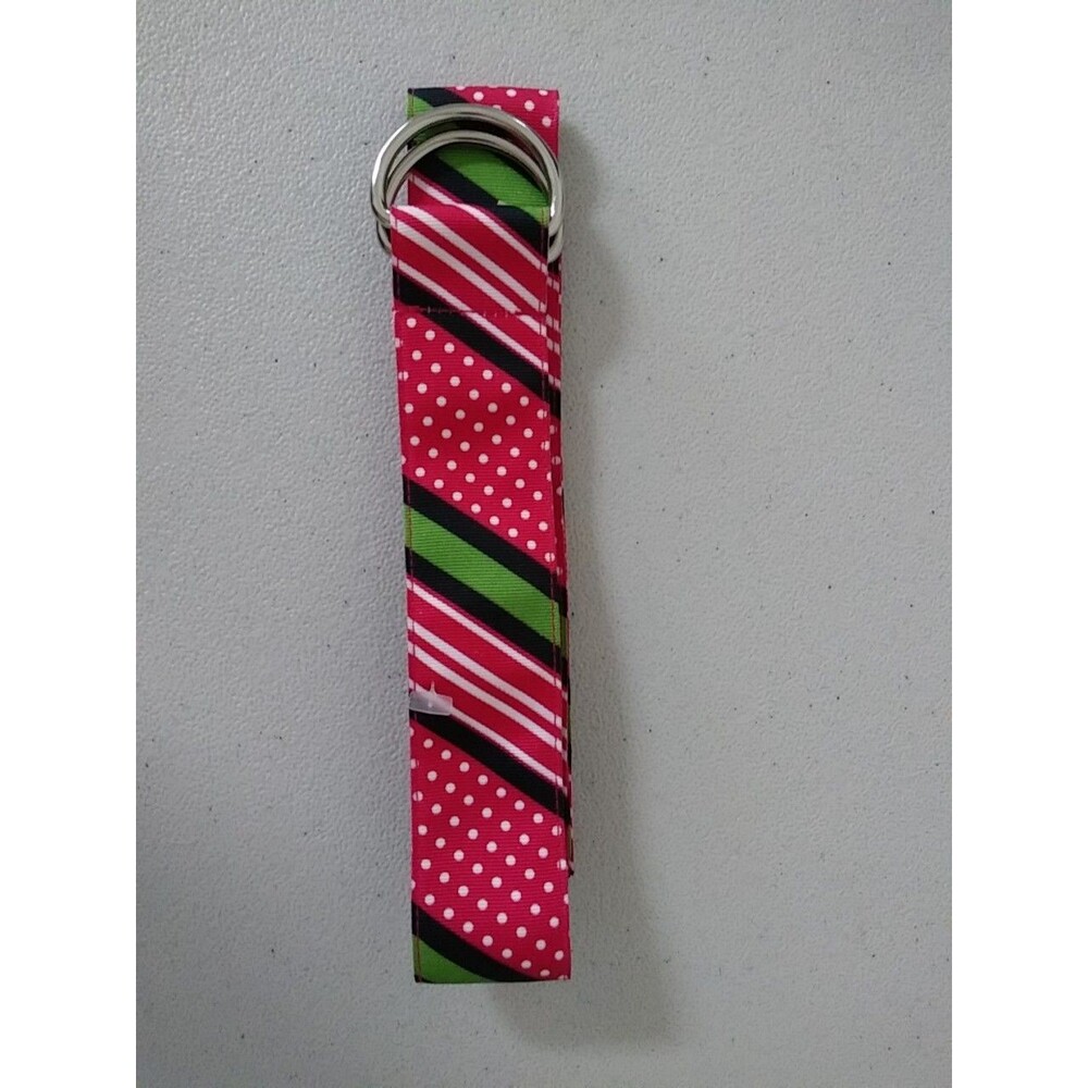 TALBOTS Multicolor Fabric Belt Silver D-Rings Striped Dots Green Red Multi   NWT - Picture 7 of 8